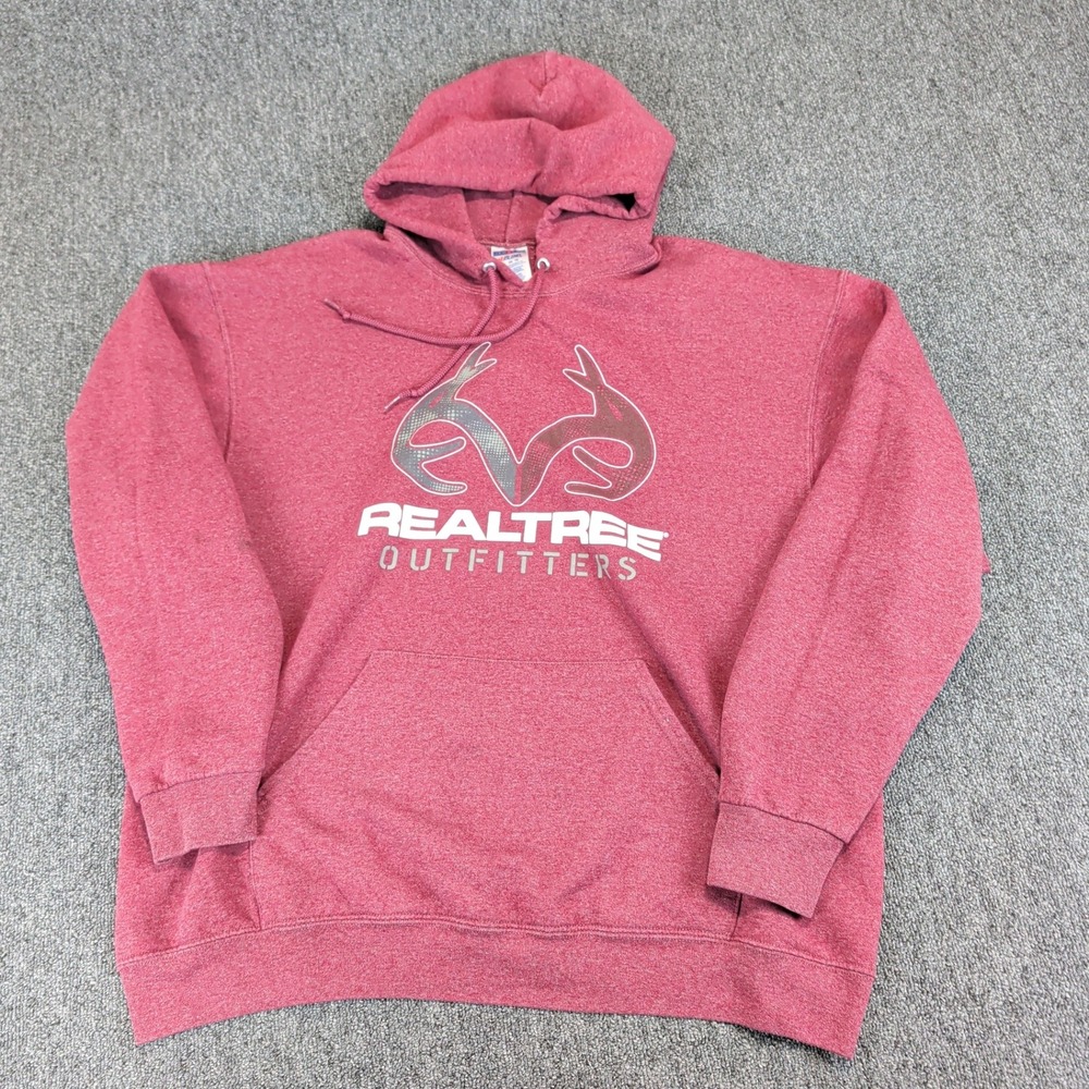Realtree Mens Hoodie XL 2000s Y2K Maroon Red Graphic Pullover Outdoors Gorpcore — photo 2